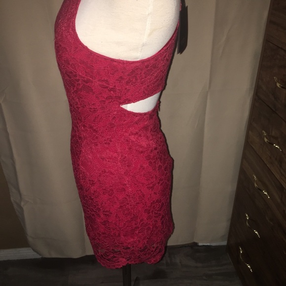 NBD Red Lace Cut Out Dress - Picture 2 of 5